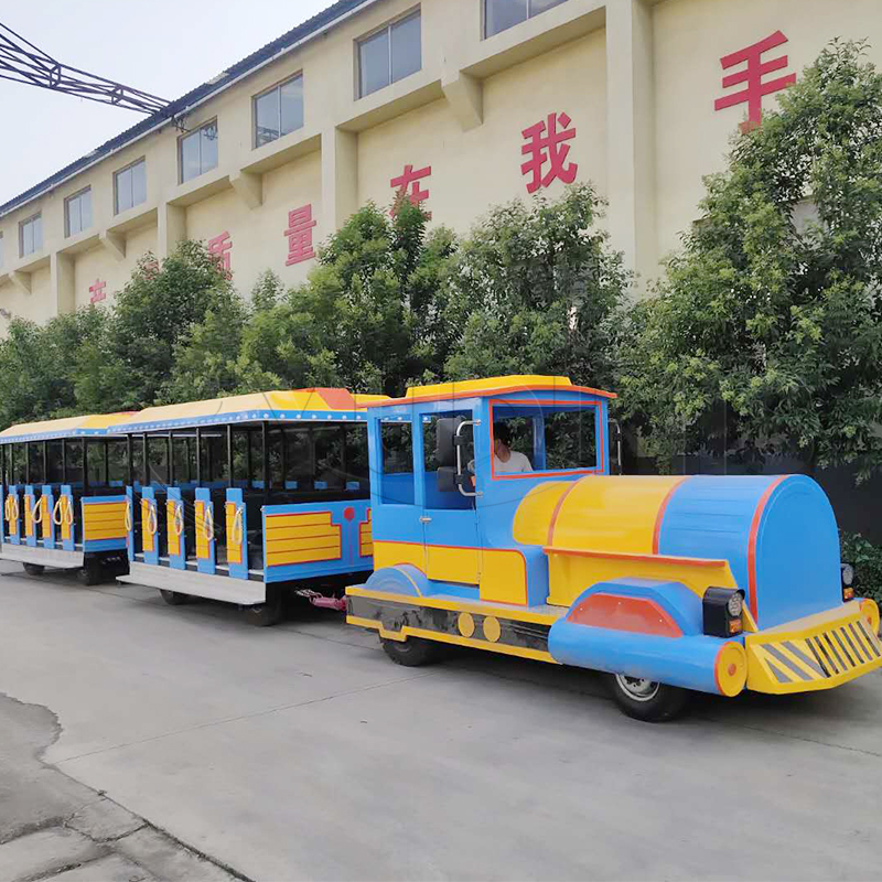 Yellow and Blue Tourist Trackless Train