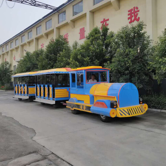 Yellow and Blue Tourist Trackless Train